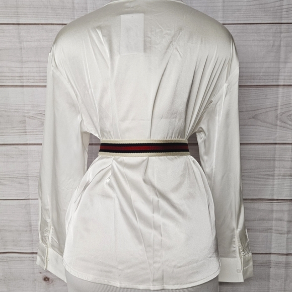 Gucci Nylon And Leather Belt In Cream Navy And Red Size 32 / 80 - Picture 4 of 12